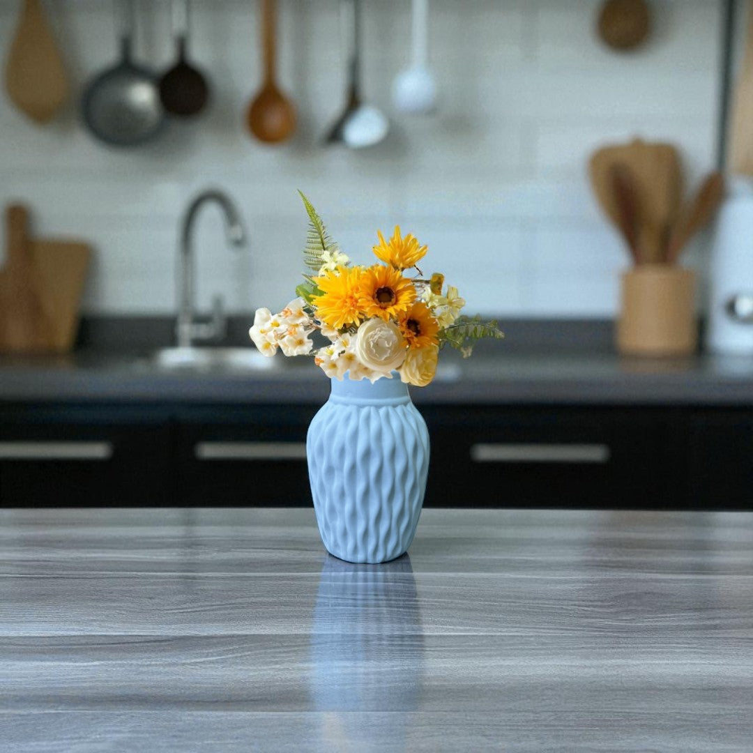 Wavy Textured Vase - Pastel Blue