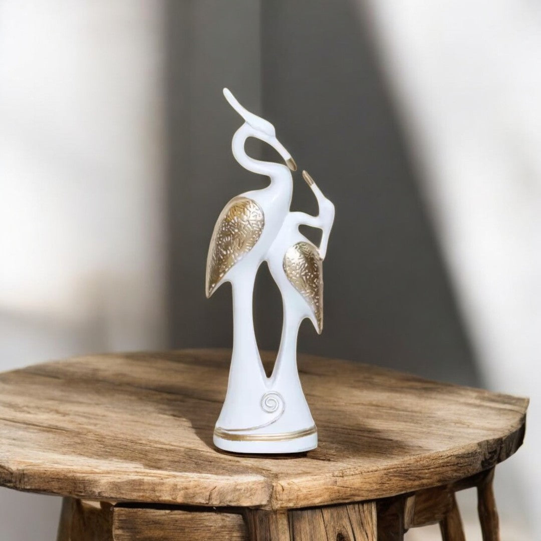 Graceful White Swan Couple Showpiece