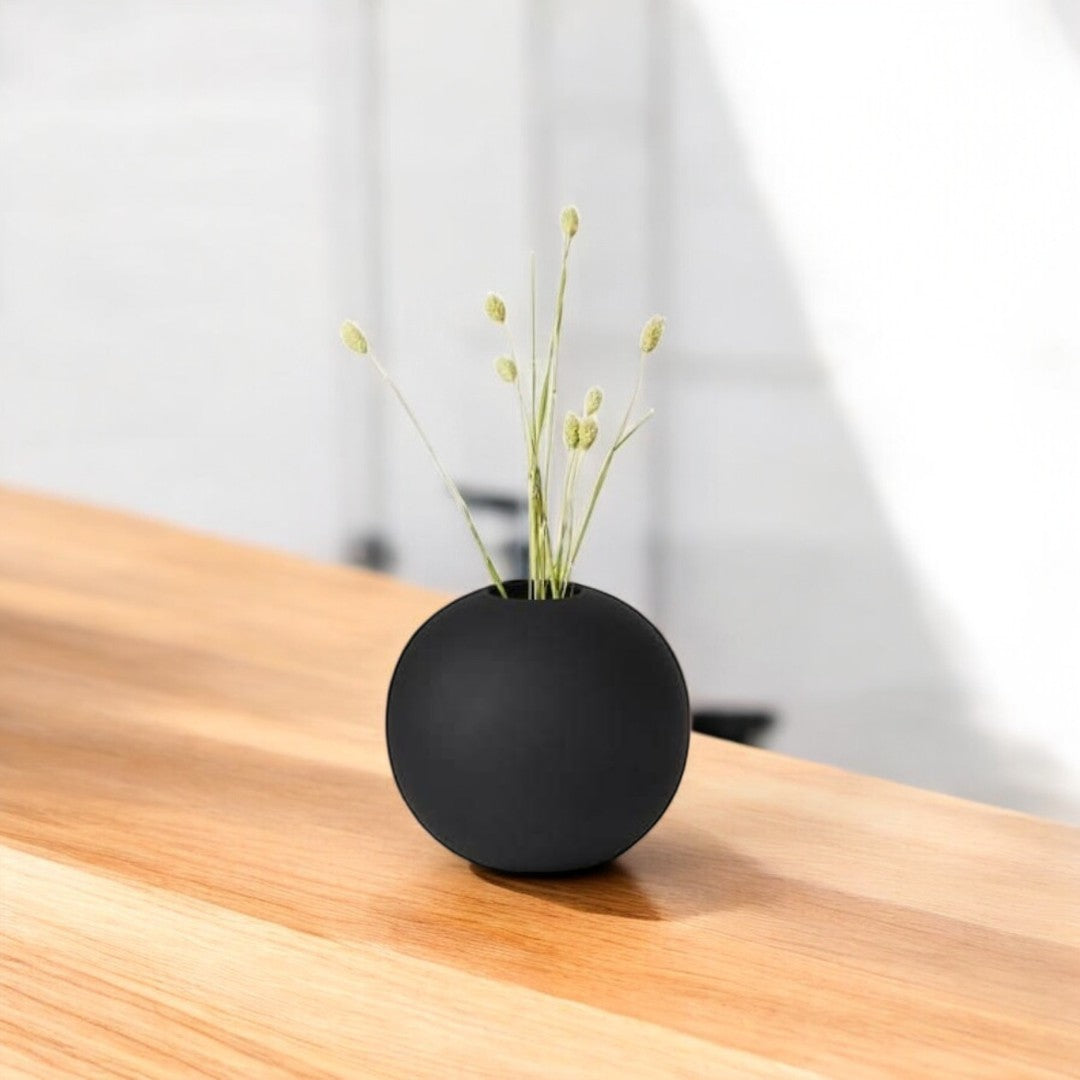Minimalist Matte Black Sphere Vase