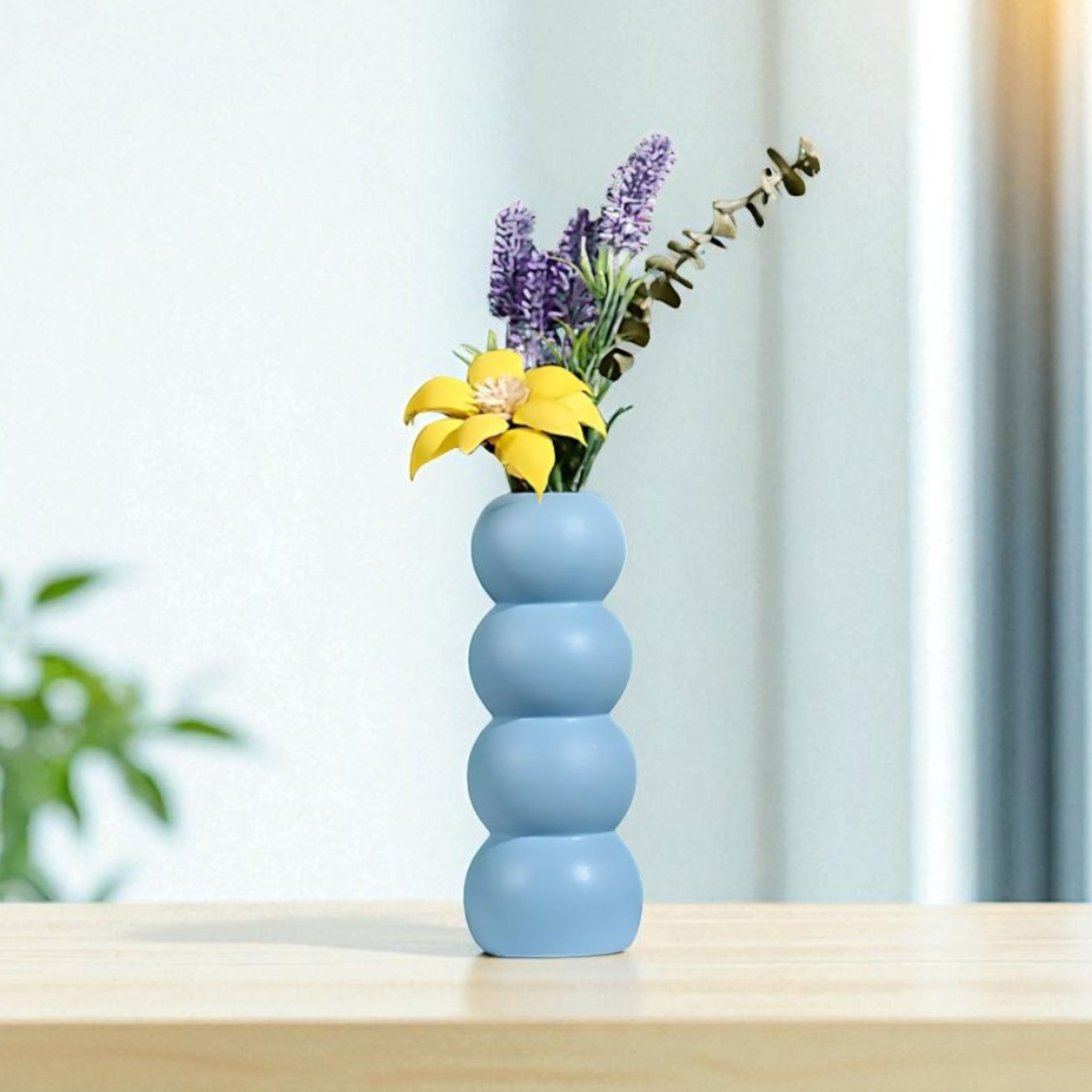 Bubble Ceramic Vase - Matte Blue