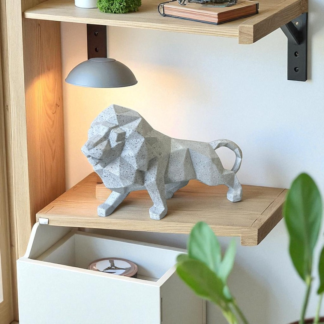 Geometric Lion Sculpture