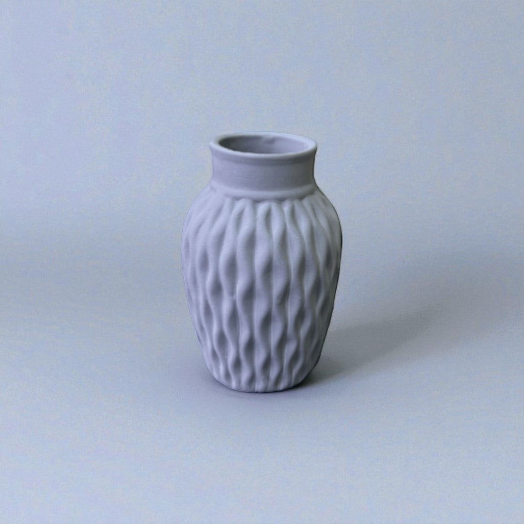 Wavy Textured Vase - Pastel Gray