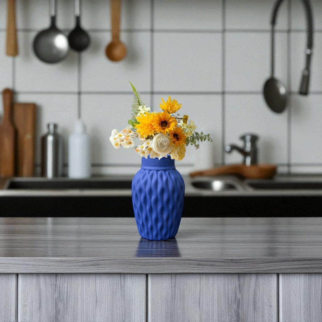 Wavy Textured Vase - Deep Blue