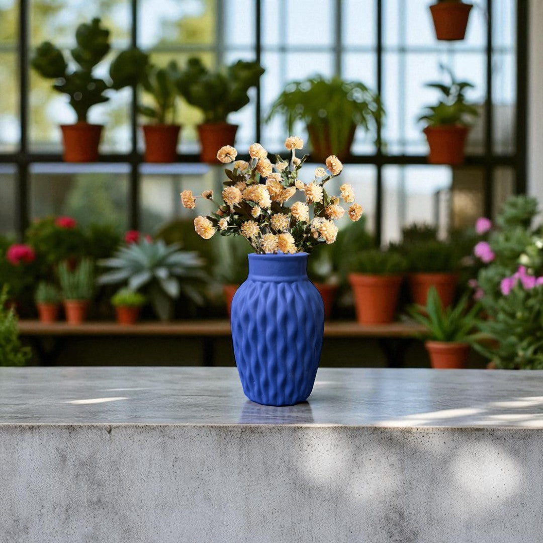 Wavy Textured Vase - Deep Blue