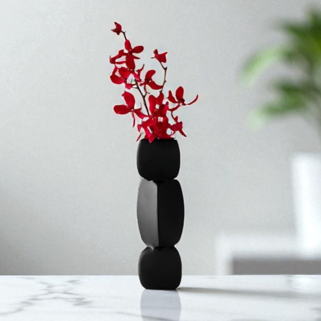 Onyx Stack Ceramic Vase - Set of 2