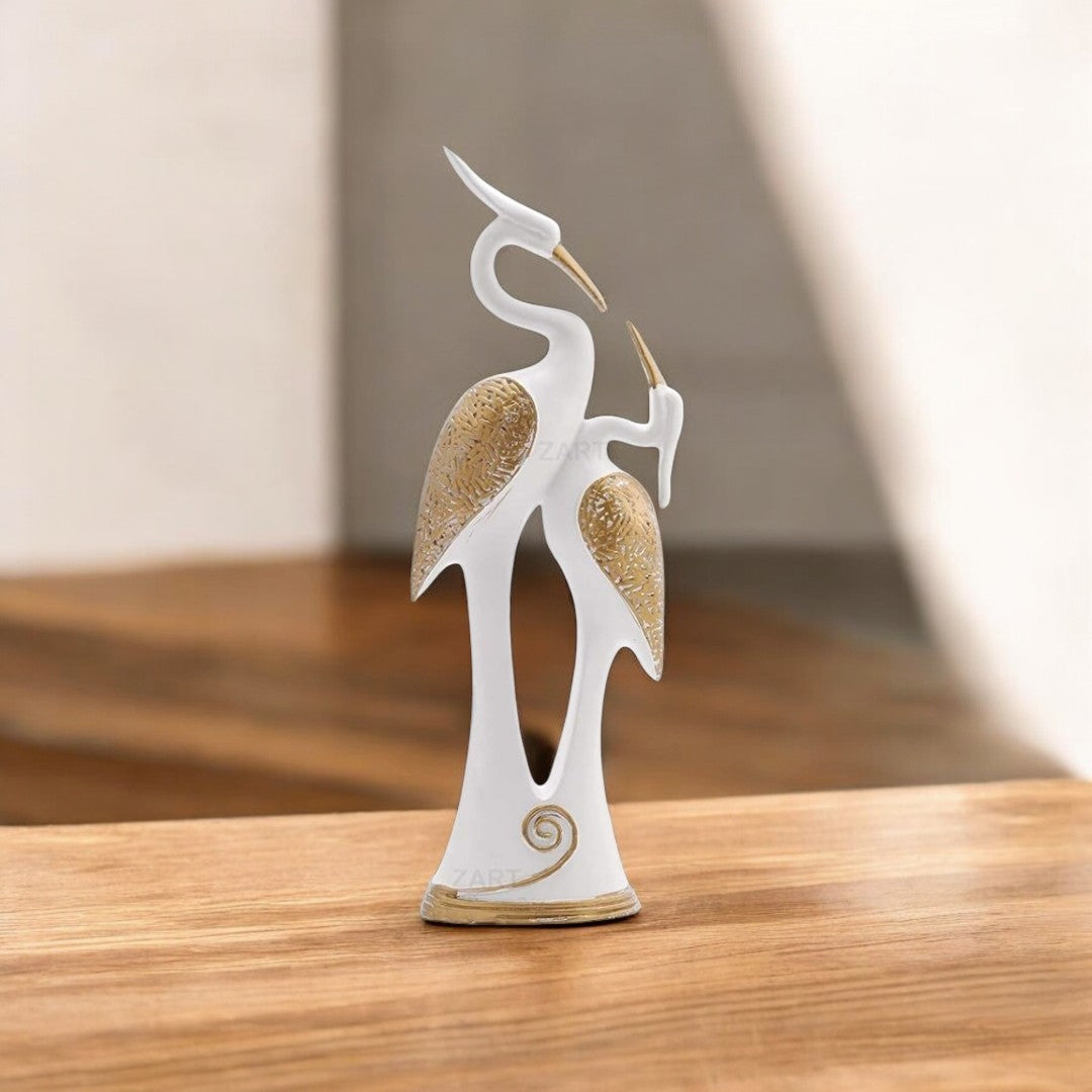 Graceful White Swan Couple Showpiece