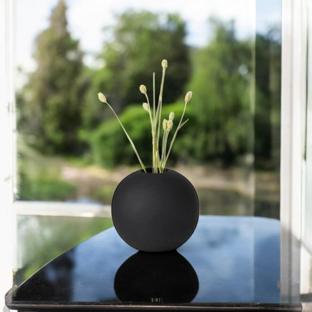 Minimalist Matte Black Sphere Vase
