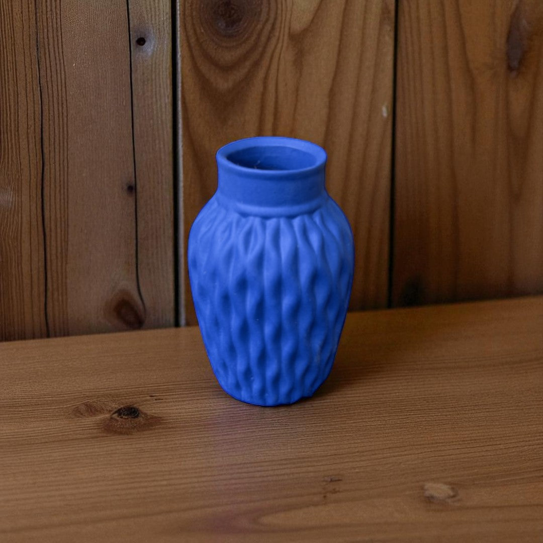 Wavy Textured Vase - Deep Blue