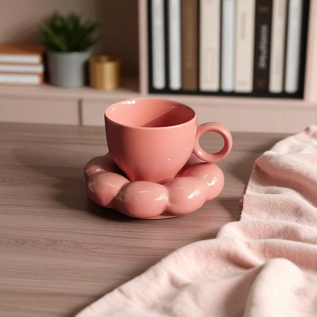 Pink Cloud Mug & Saucer