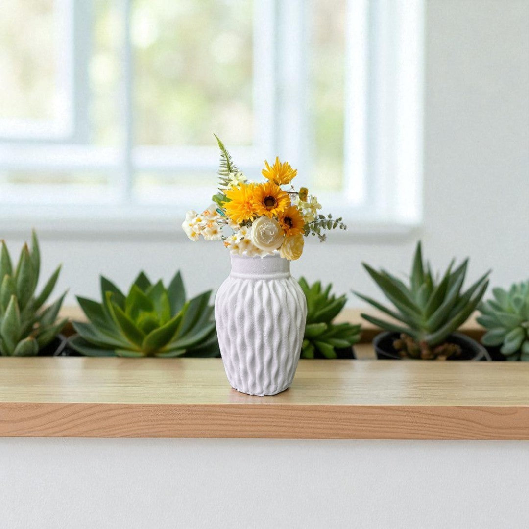 Wavy Textured Vase - Pale Gray