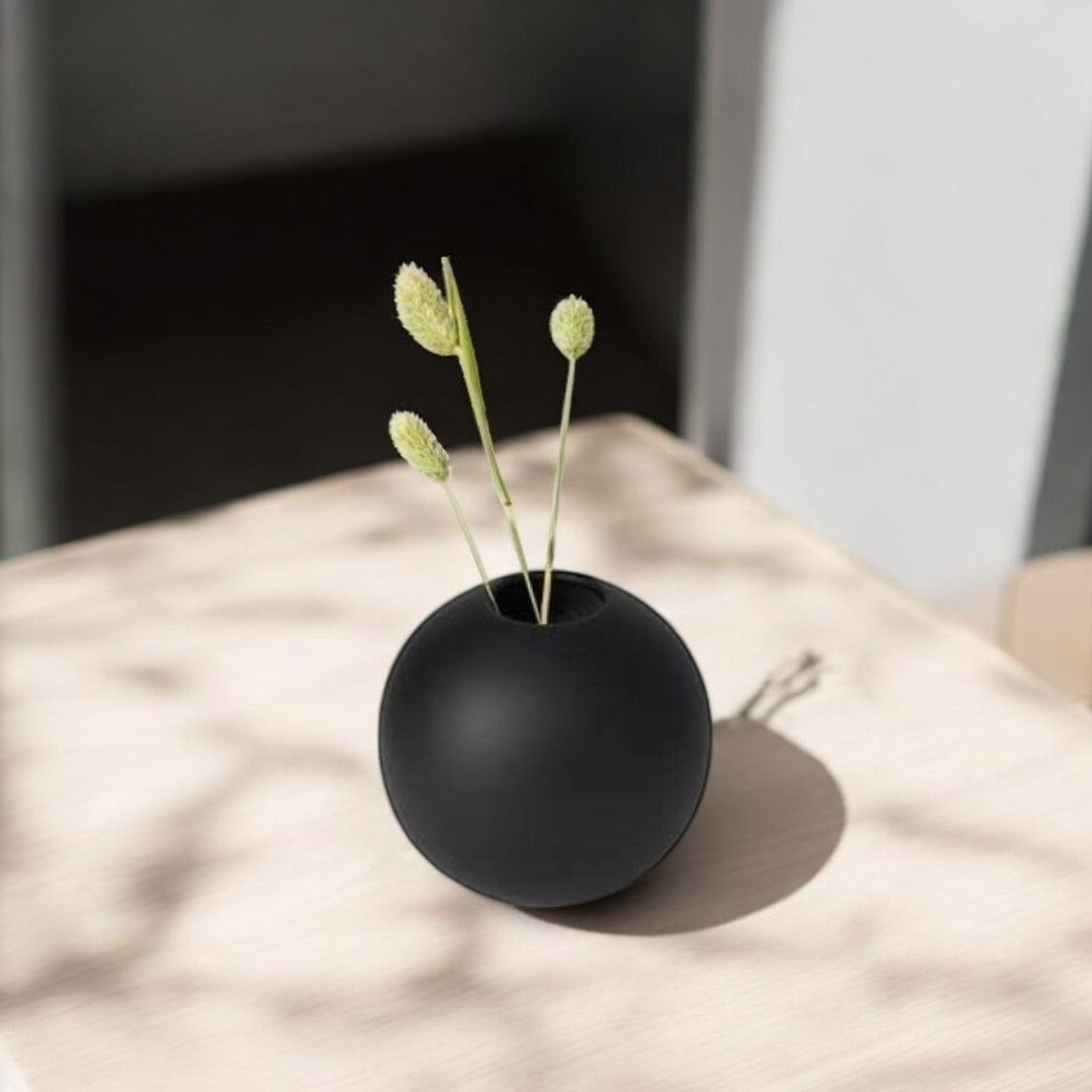 Minimalist Matte Black Sphere Vase
