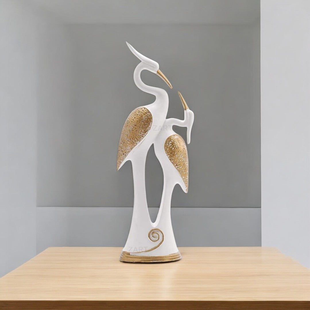 Graceful White Swan Couple Showpiece