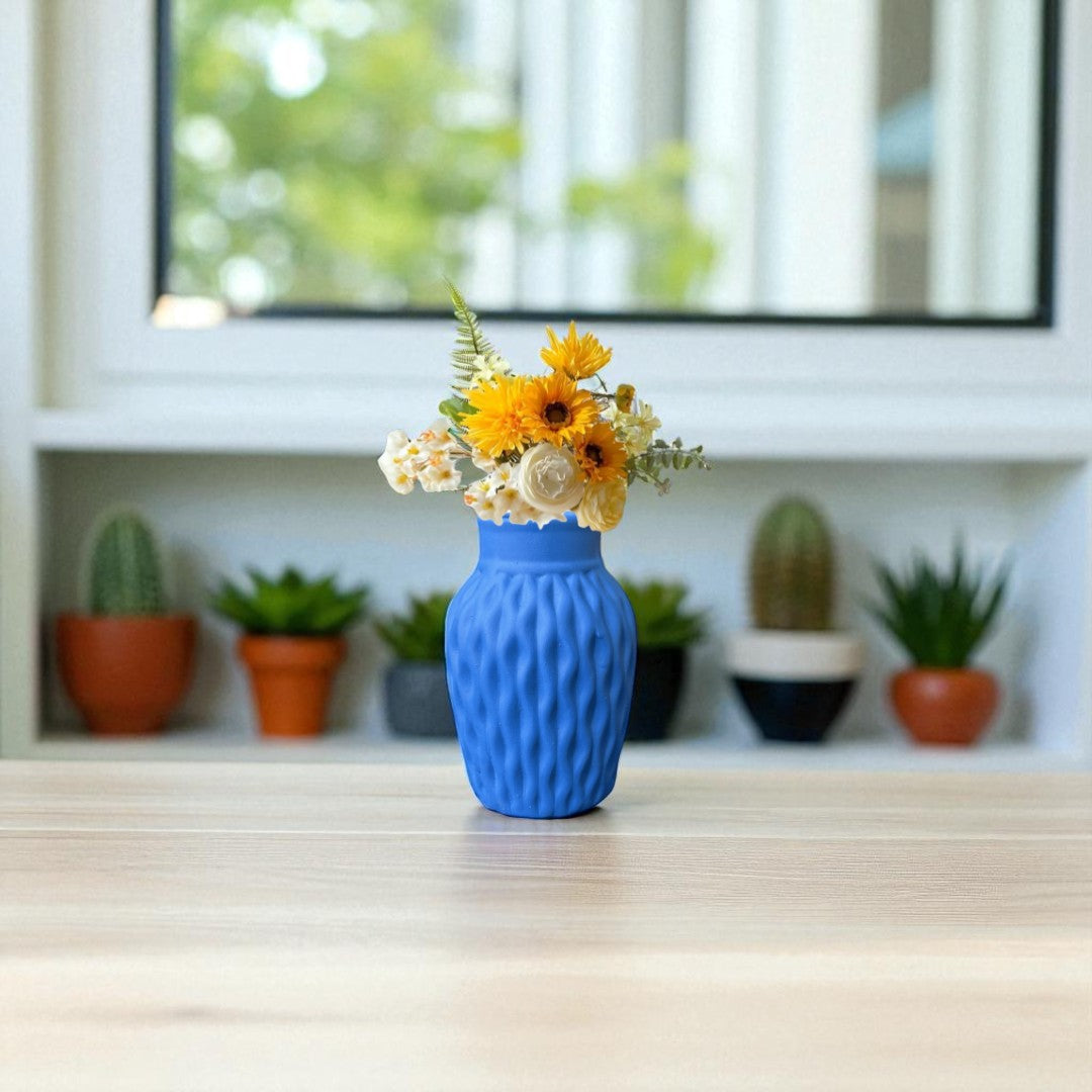 Wavy Textured Vase - Electric Blue