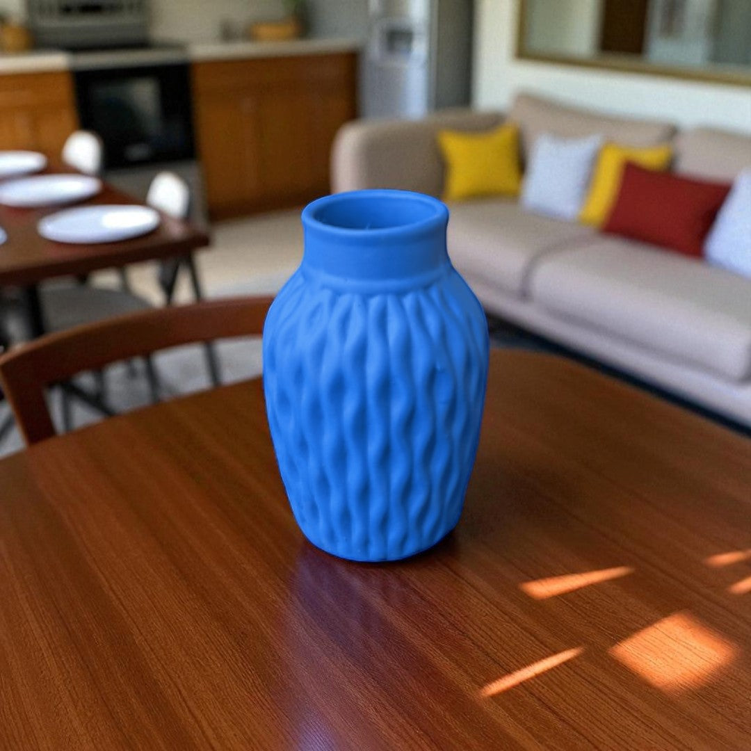 Wavy Textured Vase - Electric Blue
