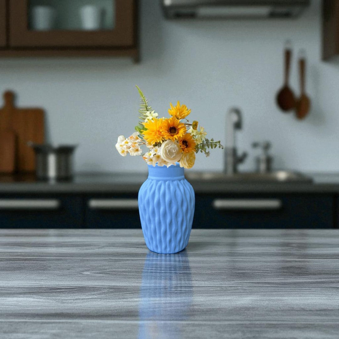 Wavy Textured Vase - Sky Blue