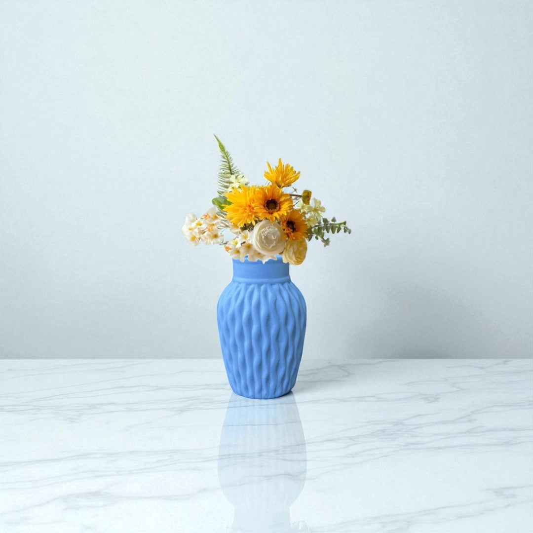 Wavy Textured Vase - Sky Blue