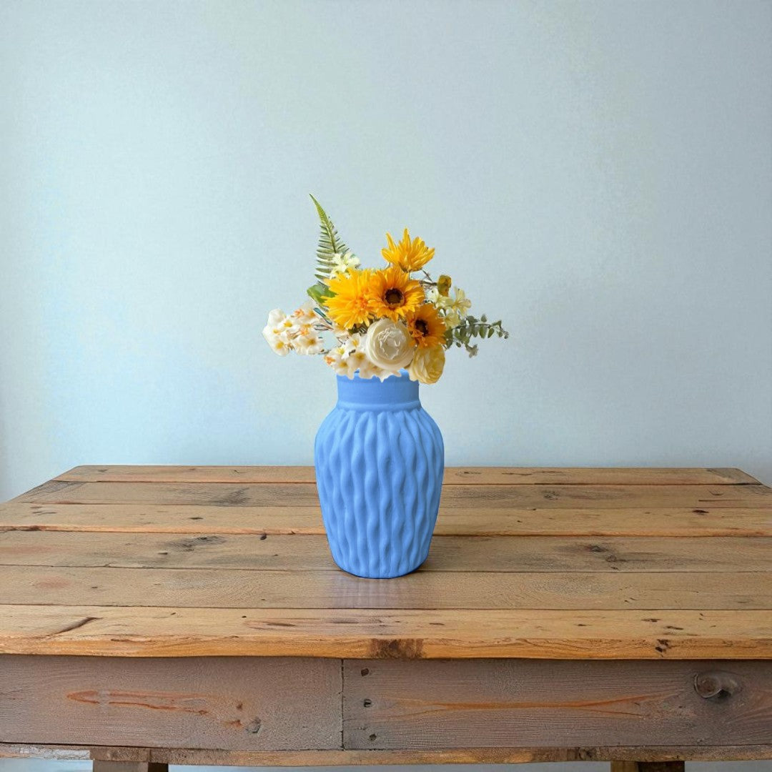Wavy Textured Vase - Sky Blue