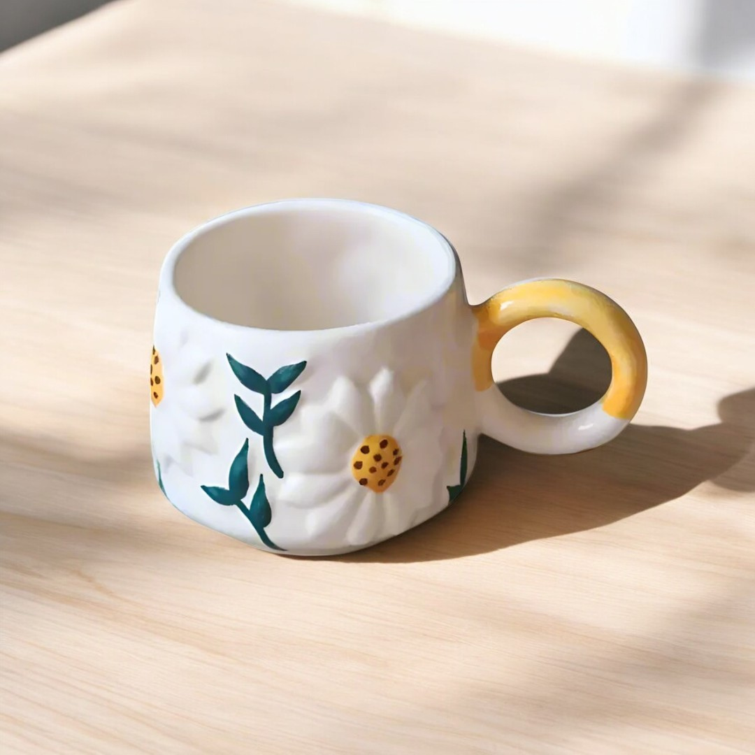 Floral Ceramic Coffee Mug - Set of 2