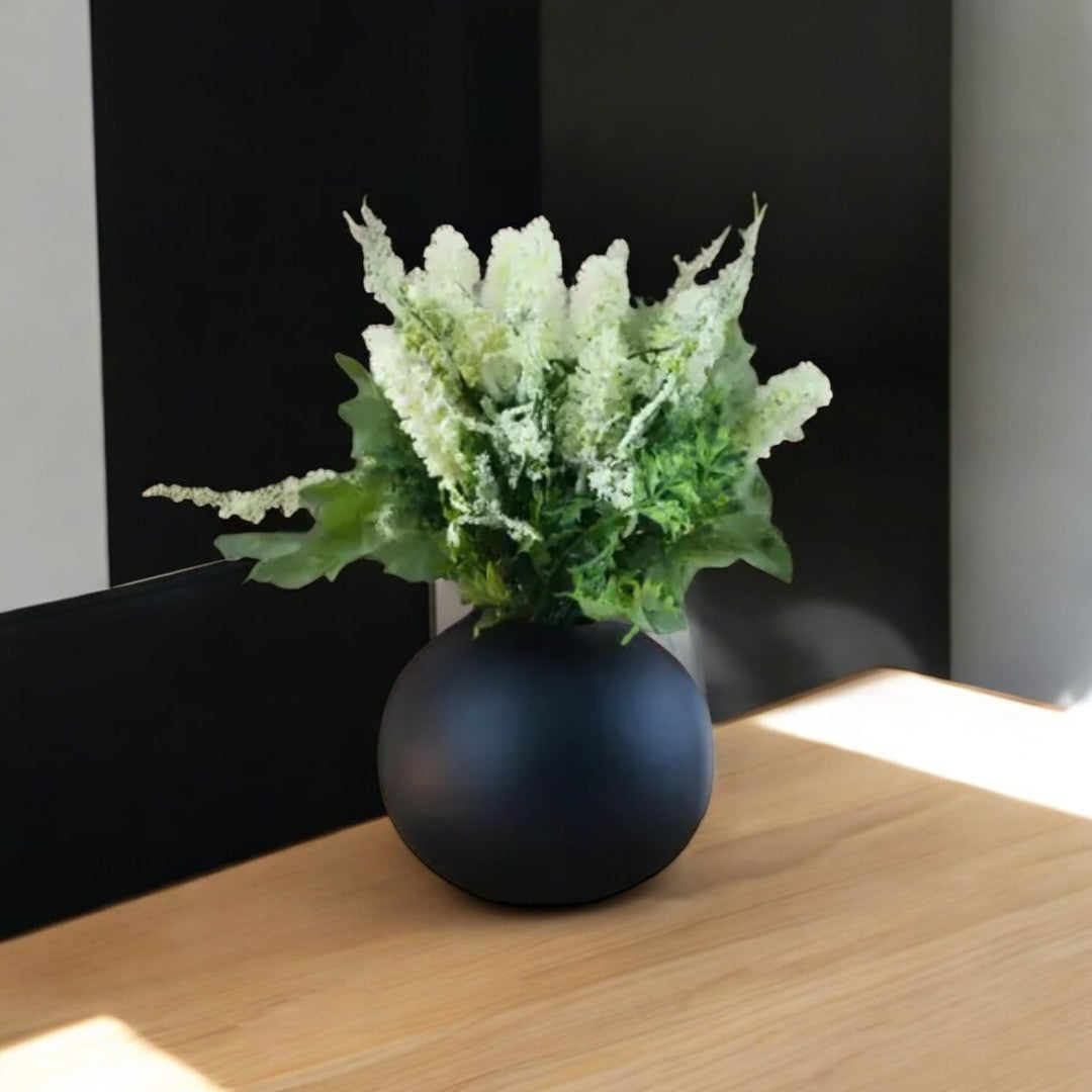Minimalist Matte Black Sphere Vase