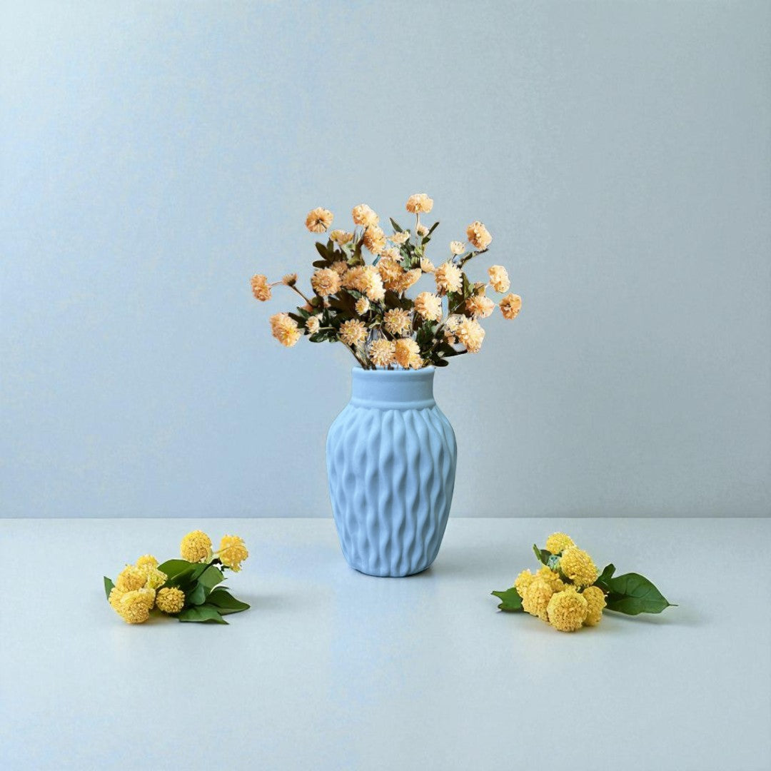 Wavy Textured Vase - Pastel Blue