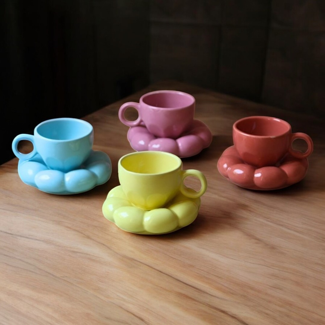 Yellow Cloud Mug & Saucer