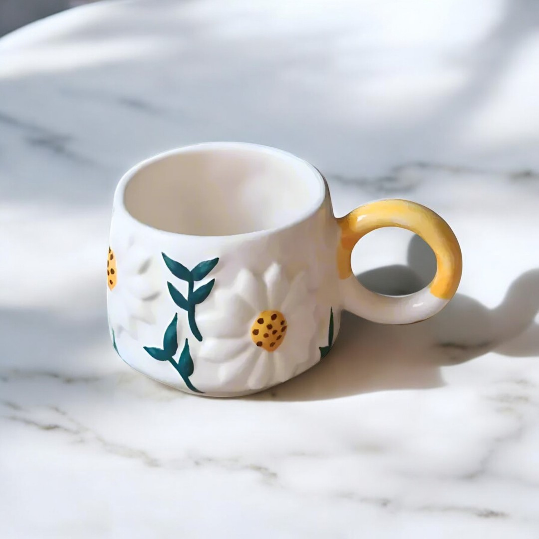 Floral Ceramic Coffee Mug - Set of 2