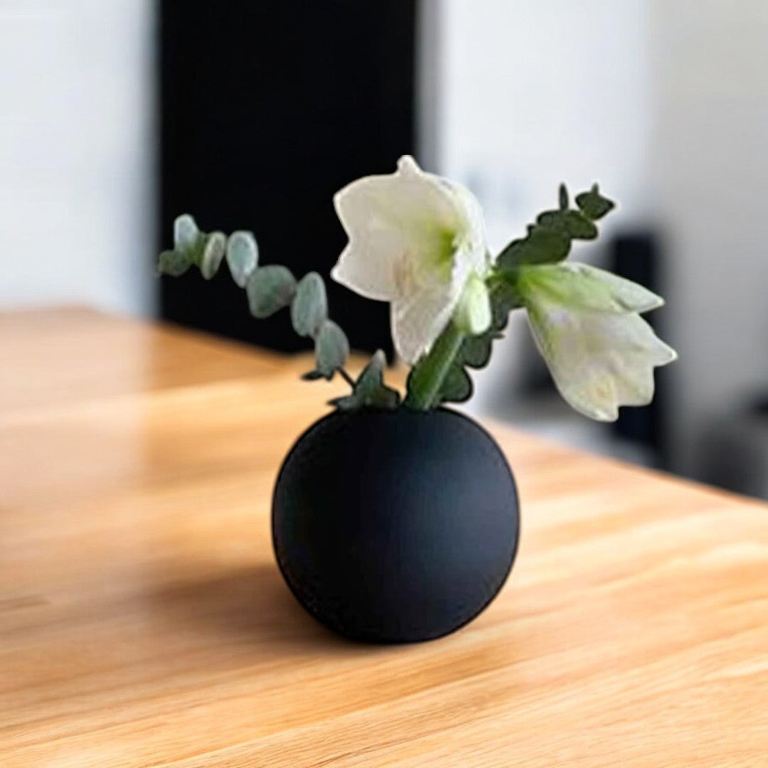 Minimalist Matte Black Sphere Vase