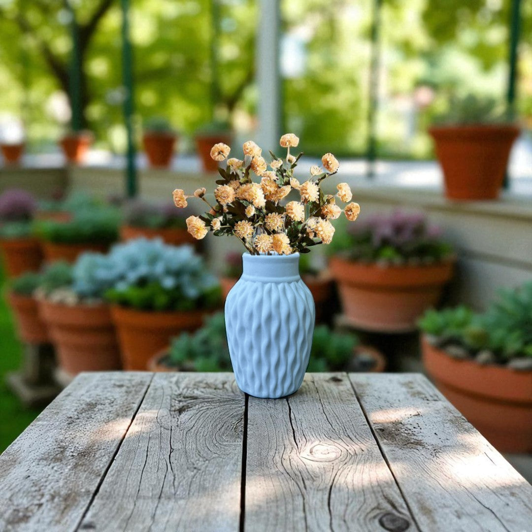 Wavy Textured Vase - Pastel Blue