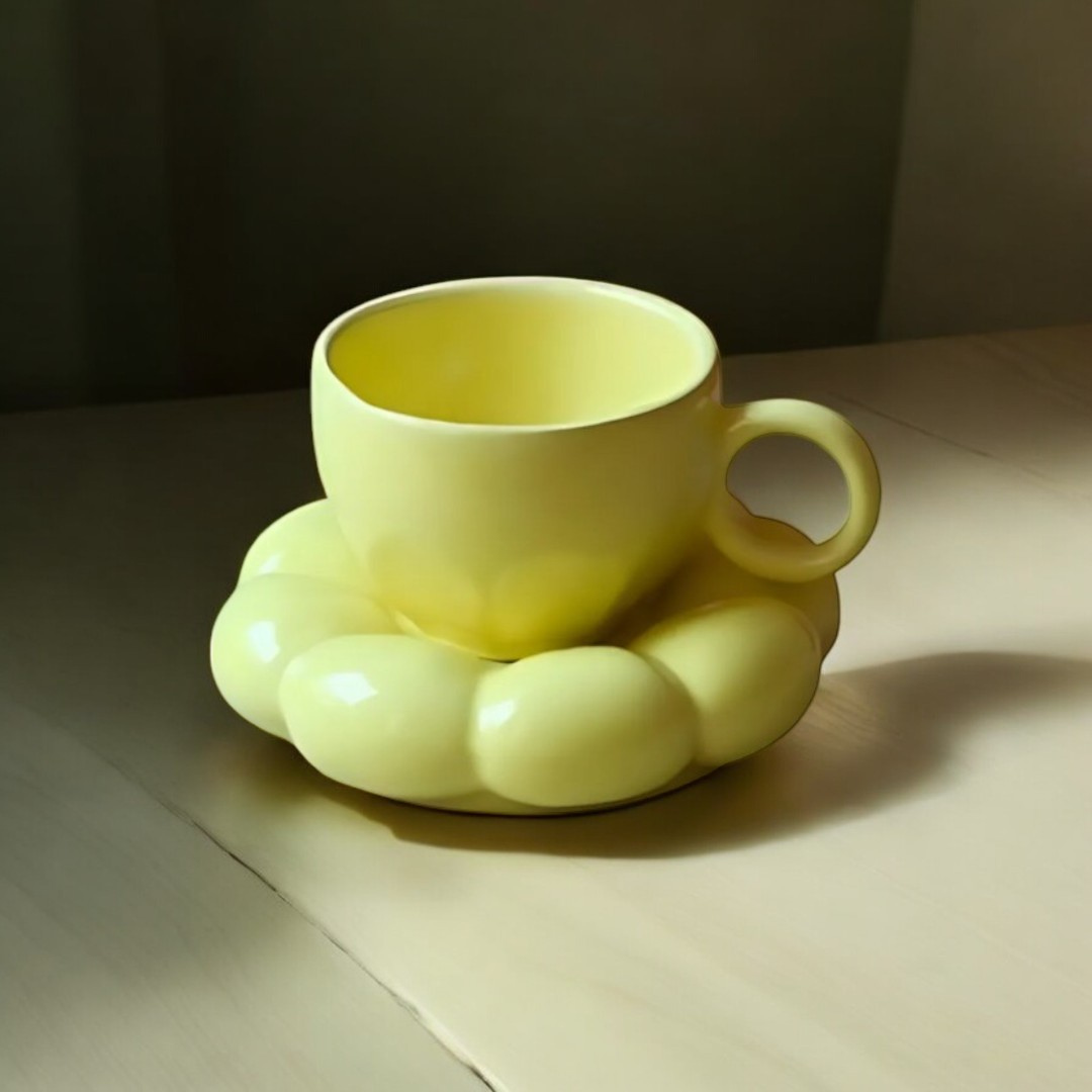 Yellow Cloud Mug & Saucer
