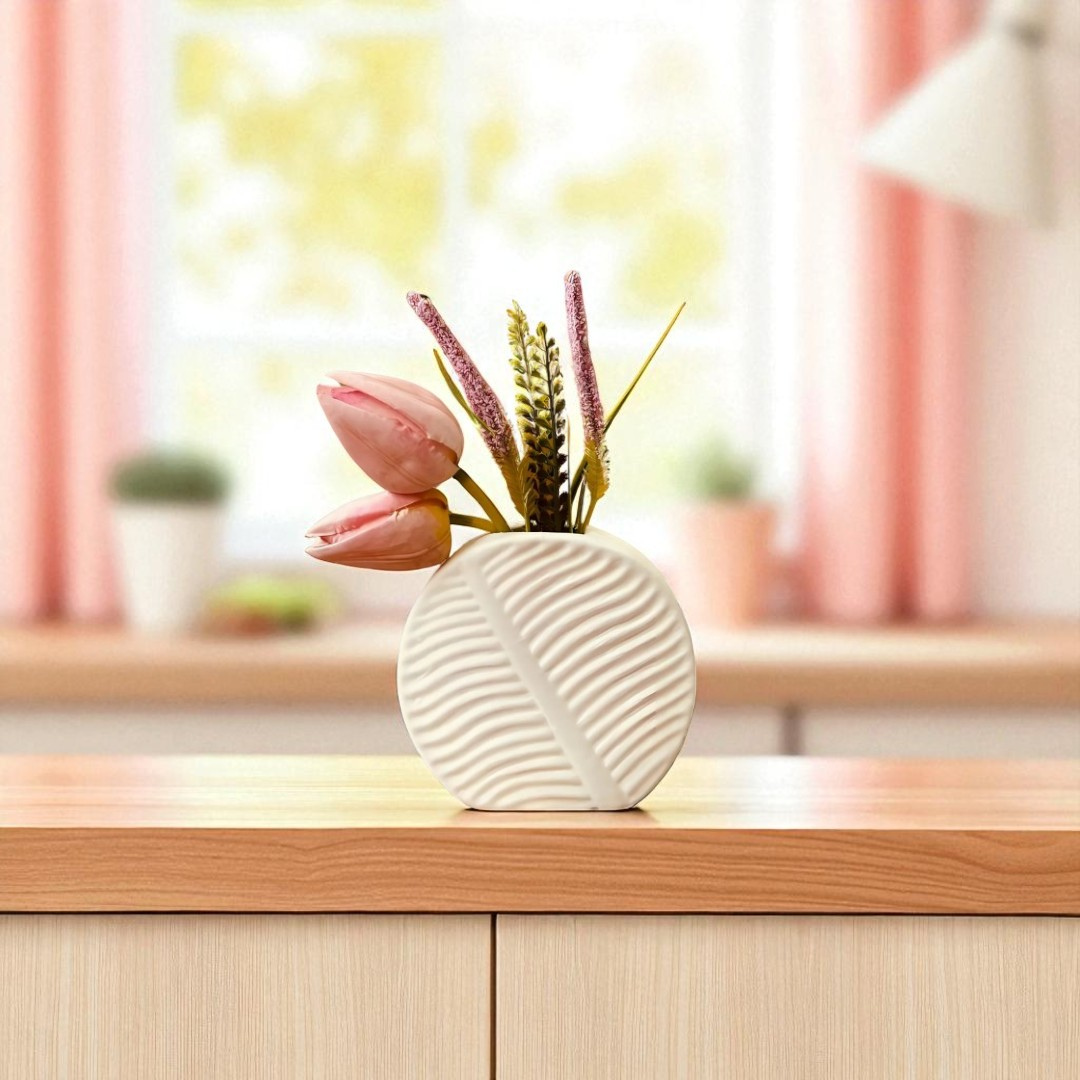 Luna Leaf Minimal Vase (White)