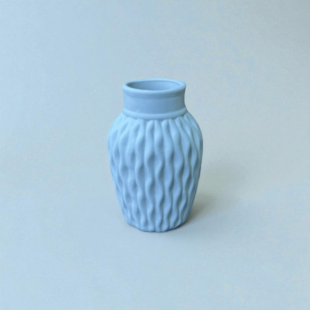 Wavy Textured Vase - Pastel Blue