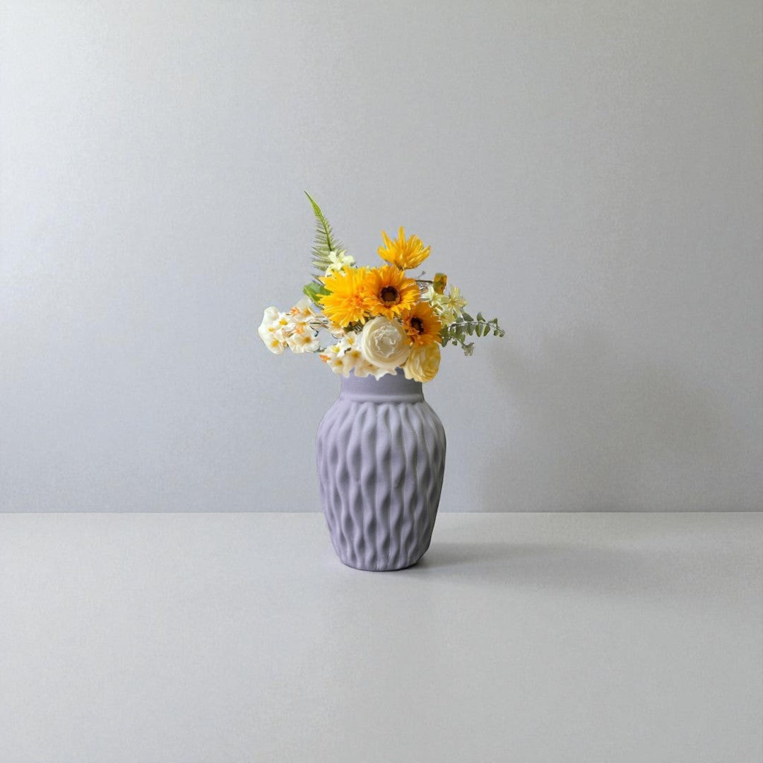 Wavy Textured Vase - Pastel Gray