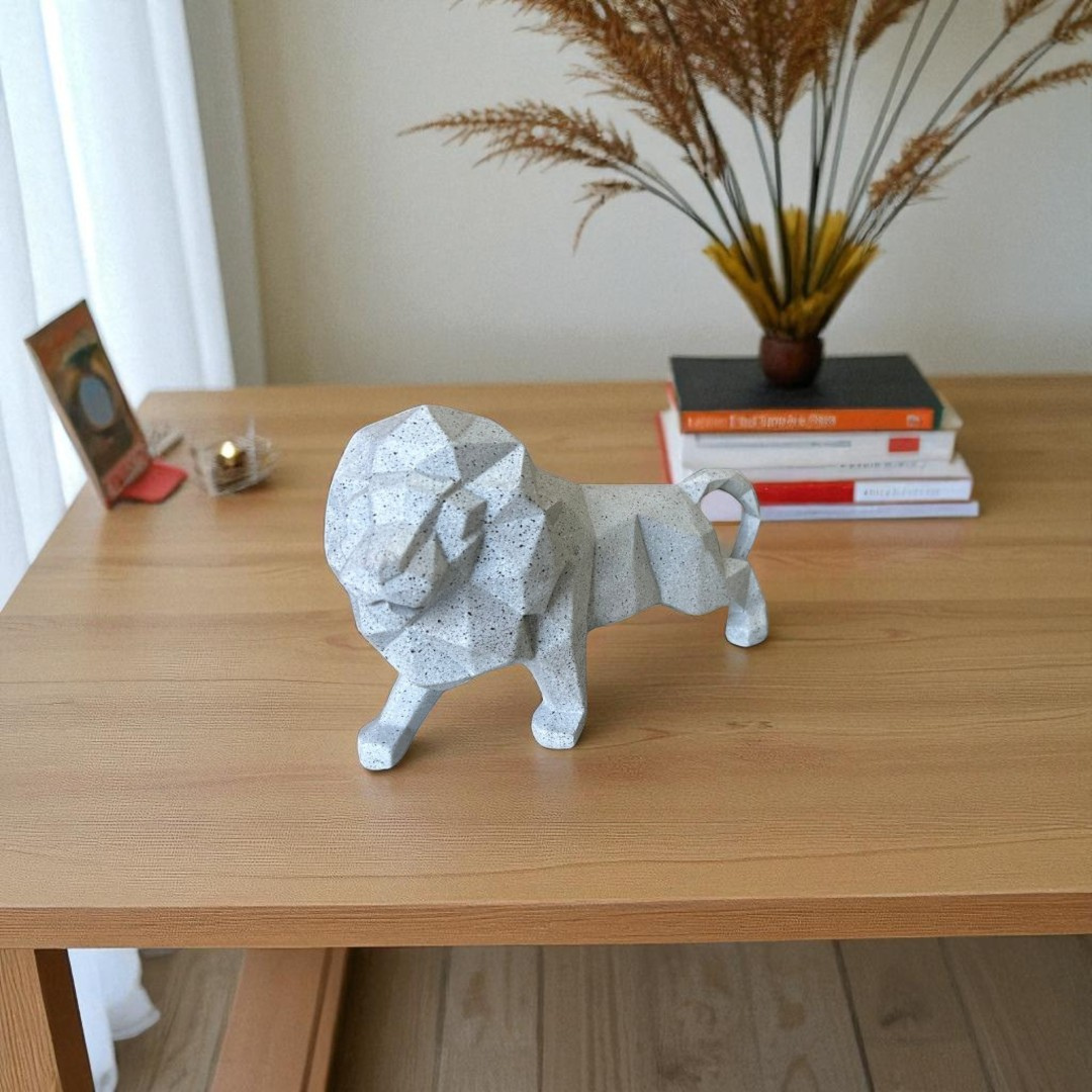 Geometric Lion Sculpture