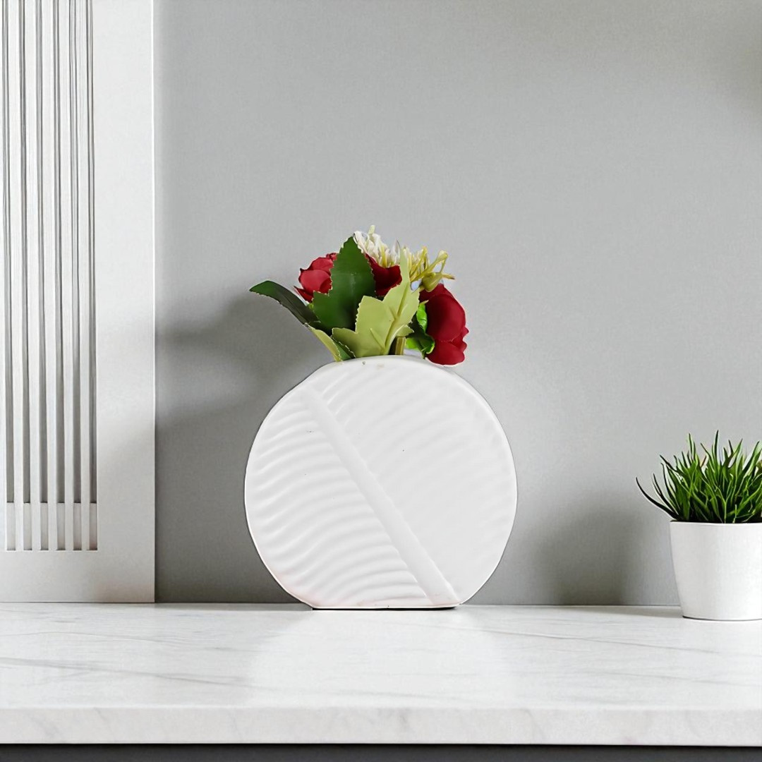 Luna Leaf Minimal Vase (White)