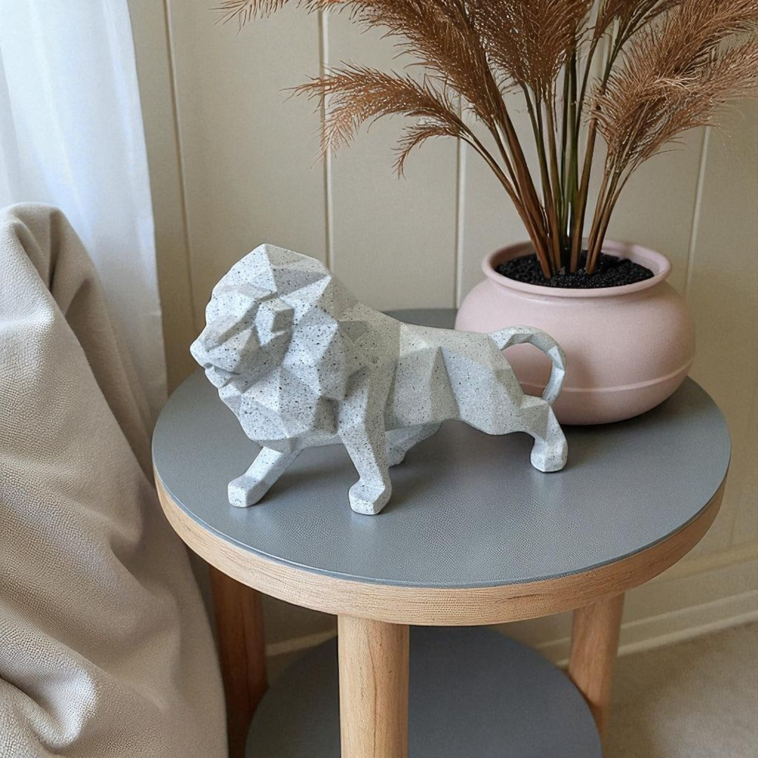 Geometric Lion Sculpture