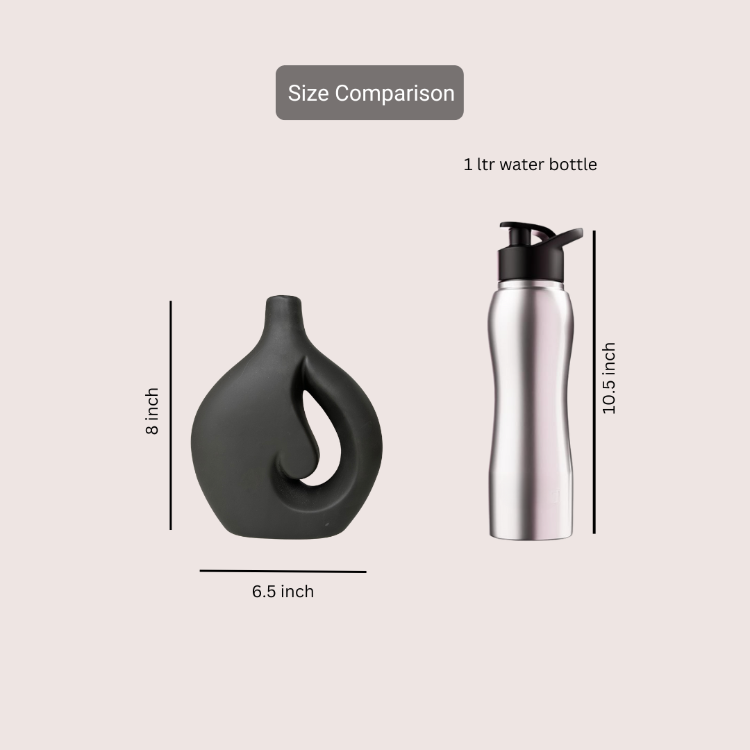 Serenity Swirl Ceramic Vase (Black)