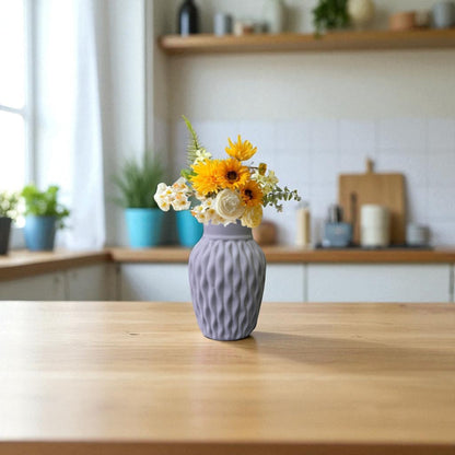 Wavy Textured Vase - Pastel Gray