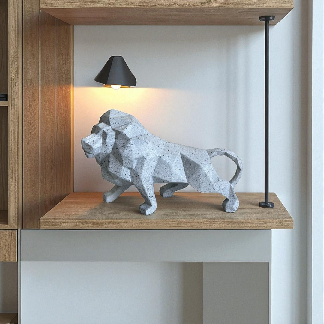 Geometric Lion Sculpture