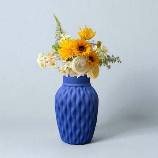 Wavy Textured Vase - Deep Blue