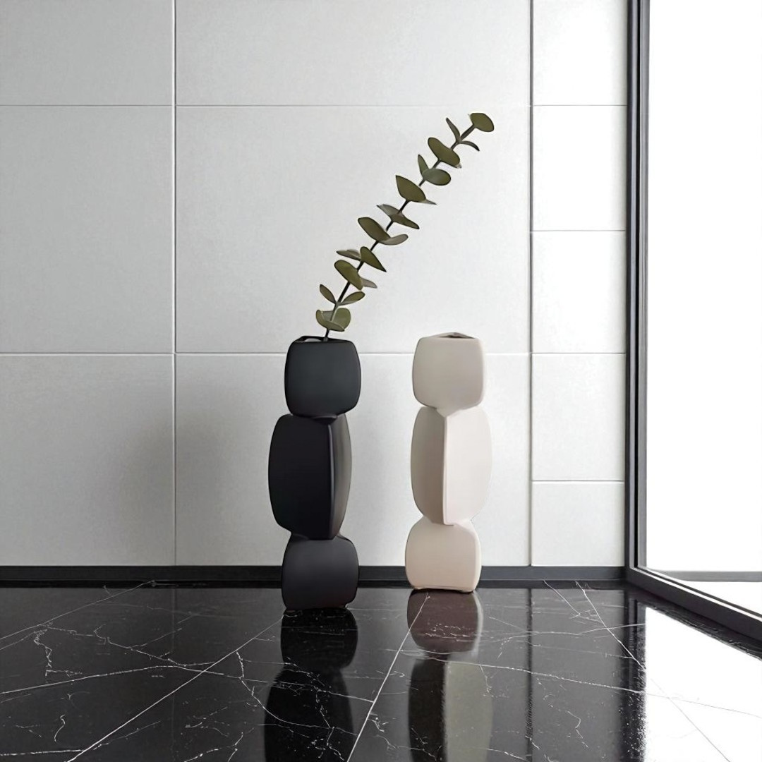 Onyx Stack Ceramic Vase - Set of 2