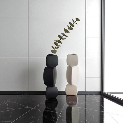 Onyx Stack Ceramic Vase - Set of 2