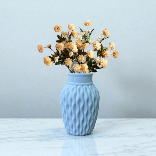 Wavy Textured Vase - Pastel Blue