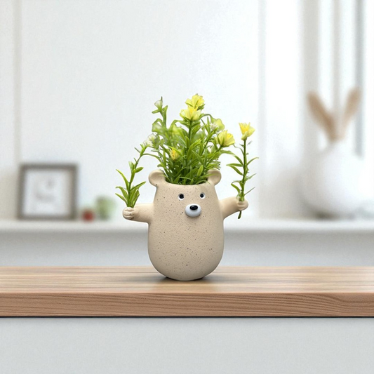Cute Bear-Shaped Ceramic Planter Pot