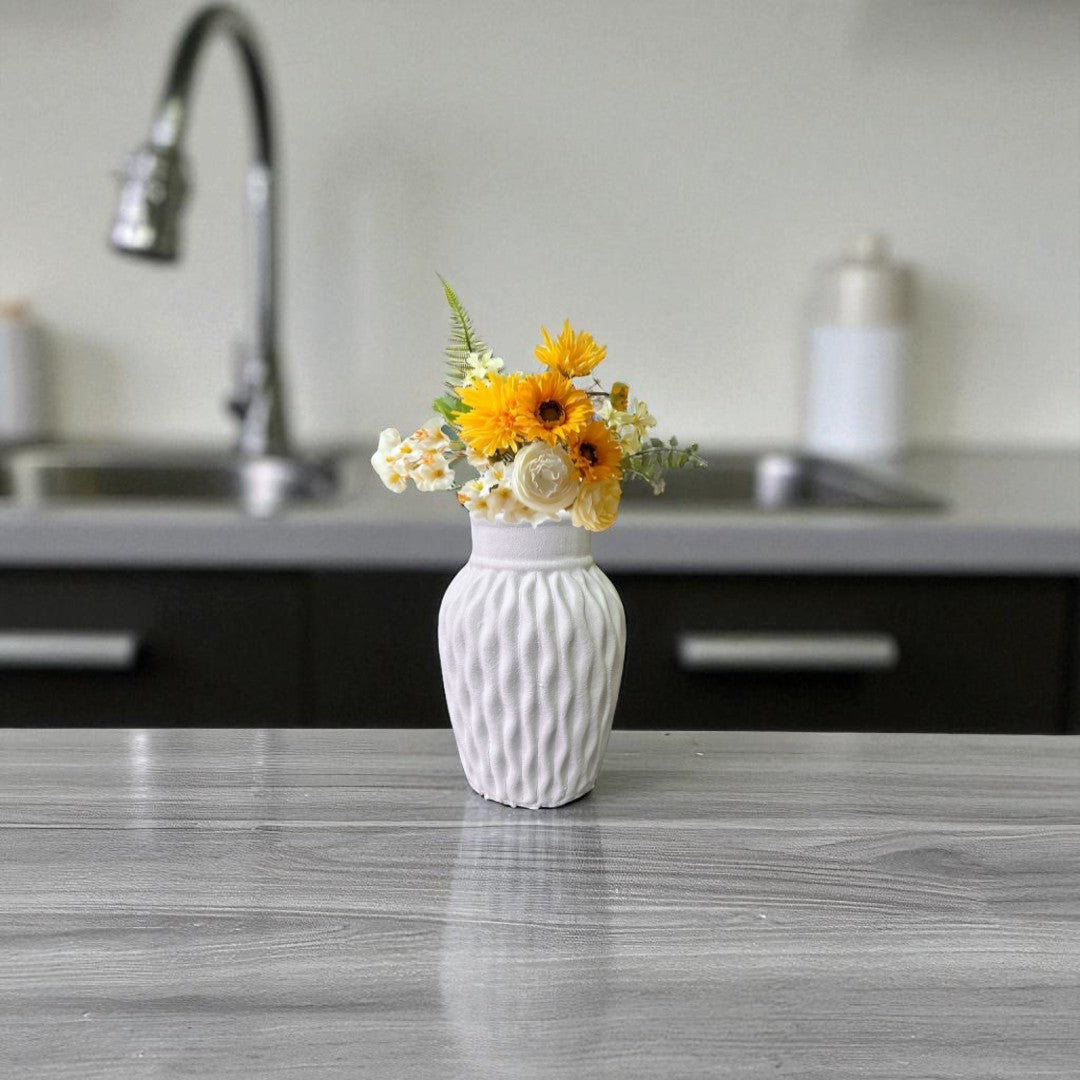 Wavy Textured Vase - Pale Gray