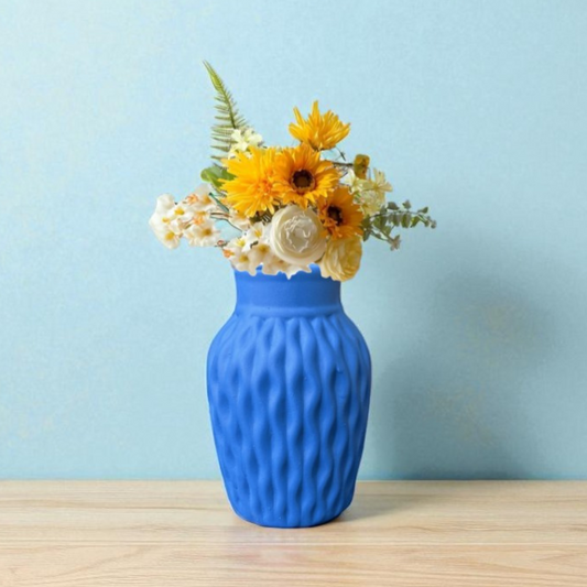 Wavy Textured Vase - Electric Blue