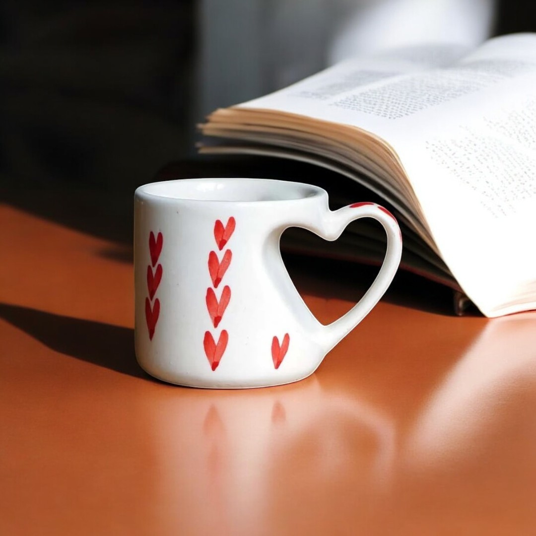 Heart Handle Ceramic Coffee Mug