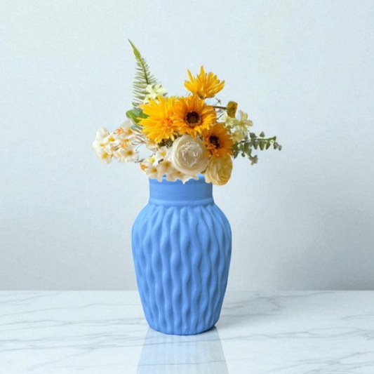 Wavy Textured Vase - Sky Blue