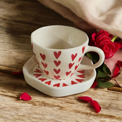 Heart Printed Cup & Saucer