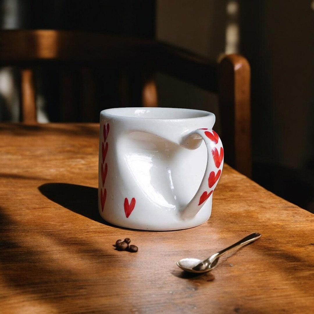 Heart Handle Ceramic Coffee Mug