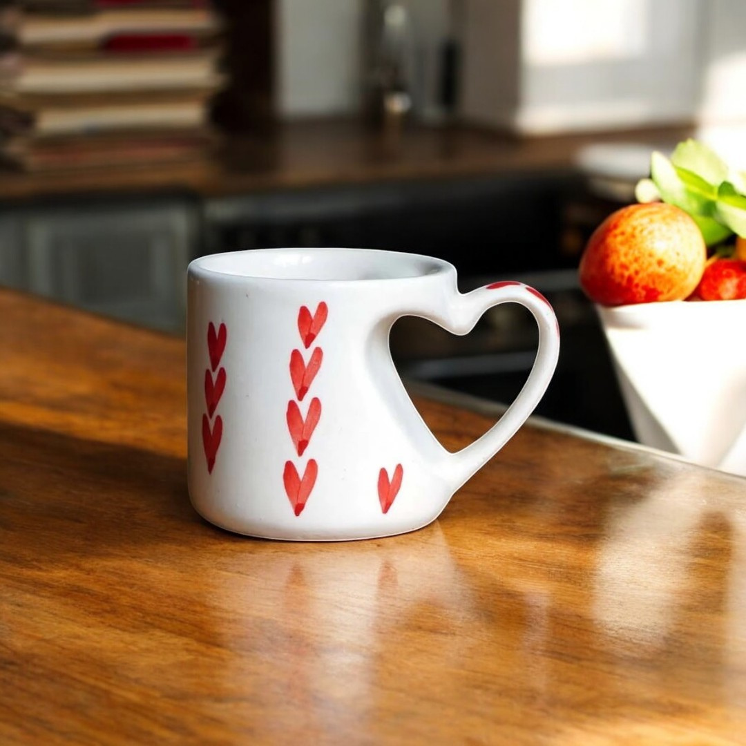 Heart Handle Ceramic Coffee Mug